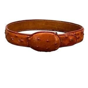 Ostrich Leather Cognac Brown Belt Child Size 20” - 23”